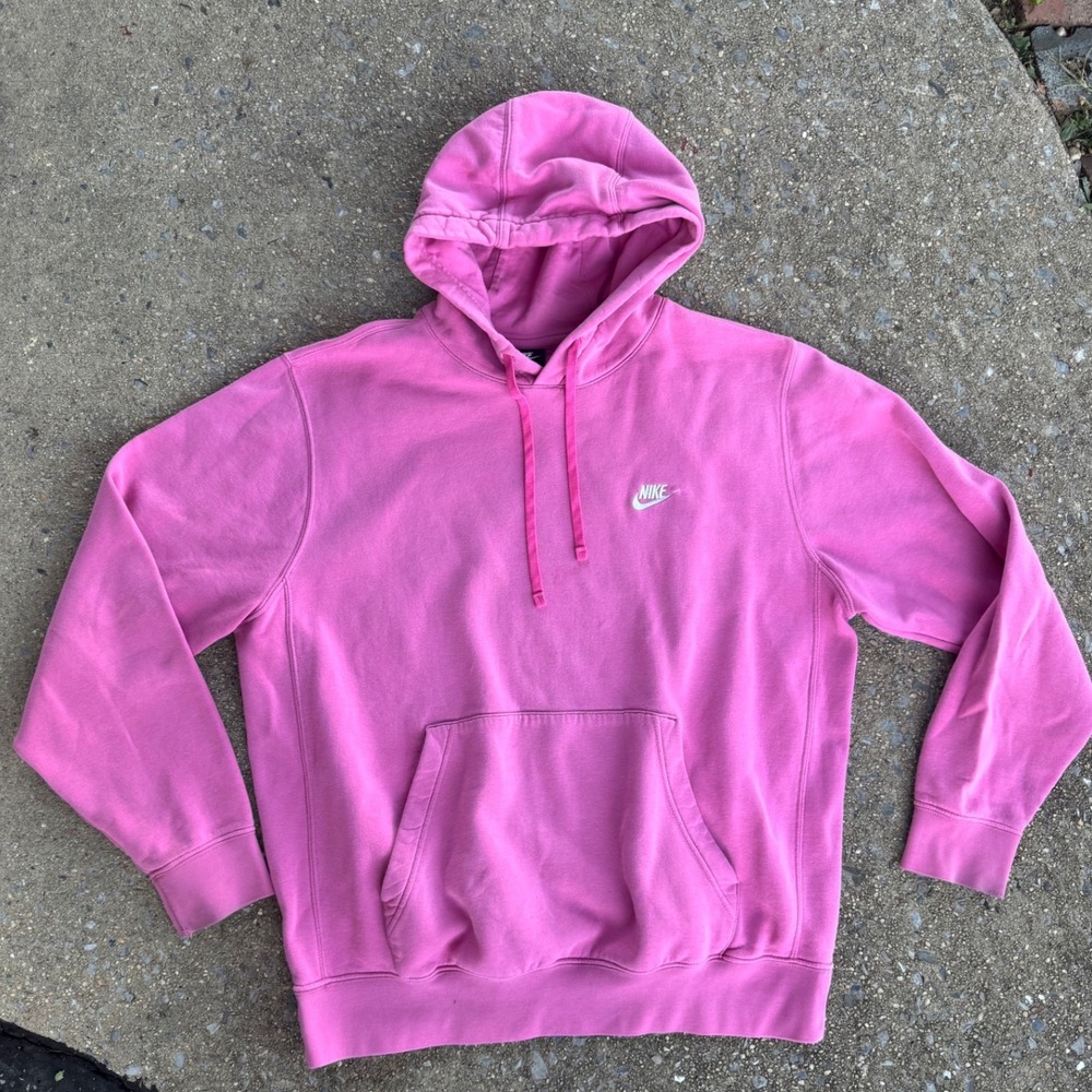 Nike Sportswear Club Fleece Hoodie Pink Embroidered Futura Logo Mens Large